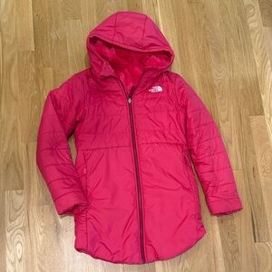 Girls The North Face Kids Fuchsia Puffer Reversible Jacket Size 10-12 Years